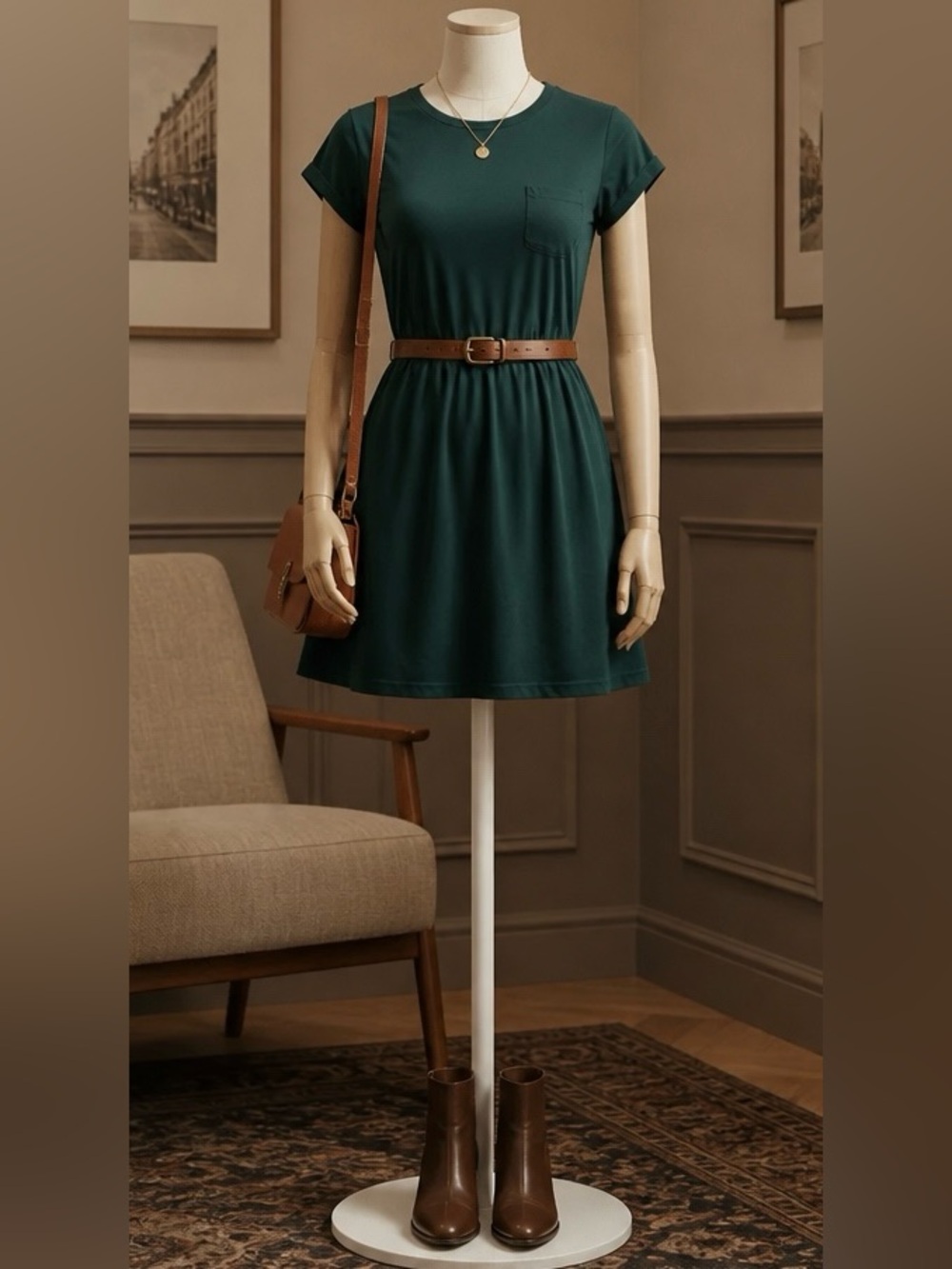 41 Hawthorn Short Sleeve Pocket Dress in Deep Teal
